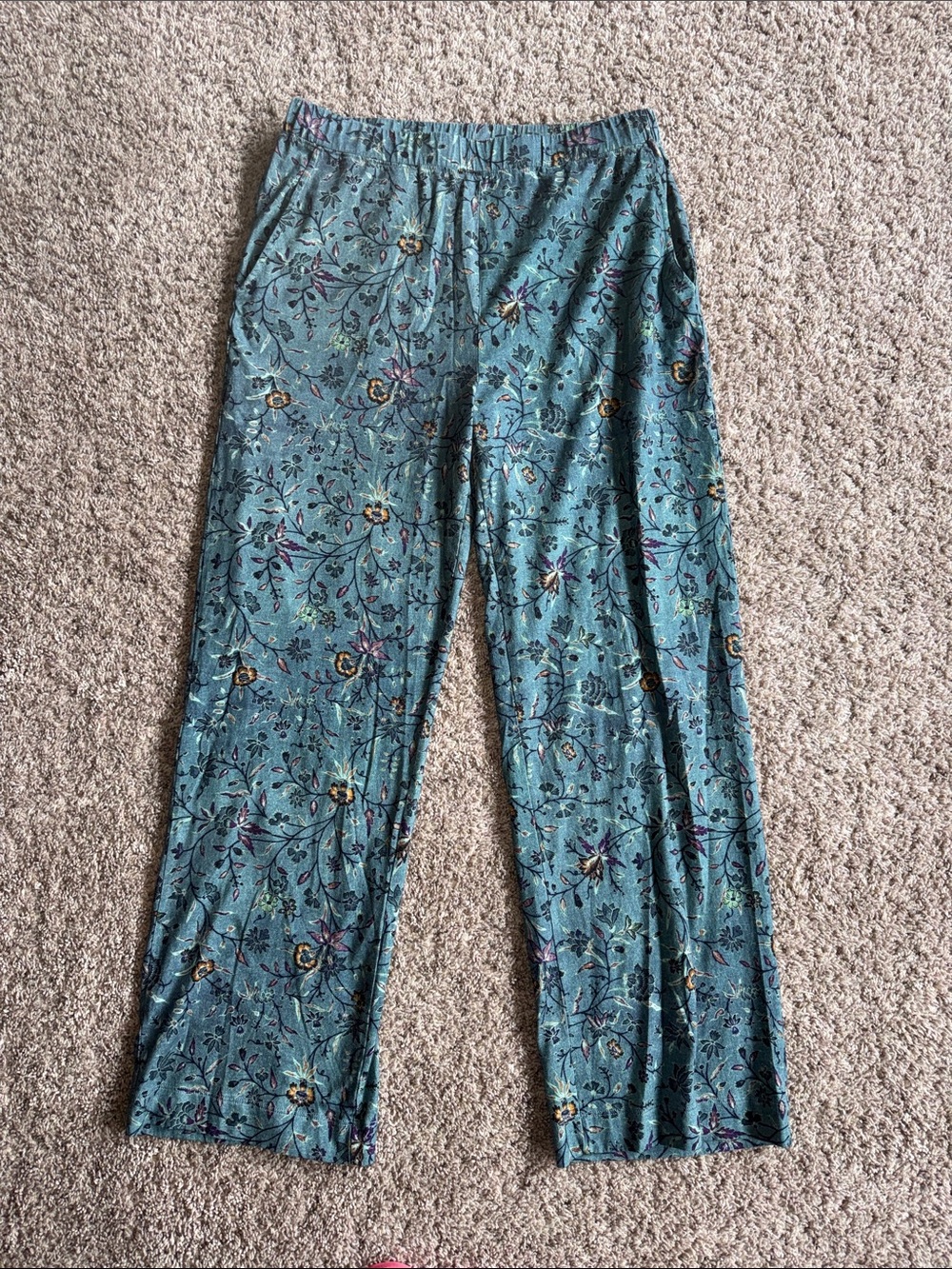 Peruvian Connection Moorea green printed casual pants size medium